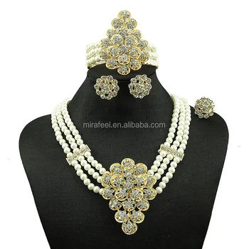 African Beads Jewelry Set ,Artificial Kundan Bridal Jewellery Sets, 18k Gold Plated Jewelry