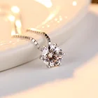Cubic Zirconia Diamond Silver Necklace CZCITY Classic White Gold Plated 6 Claws Cubic Zirconia 925 Sterling Silver CZ Diamond Pendant Necklace For Women Jewelry Gift