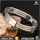 Genuine Jewelry Religion Bangle Accessories Genuine Leather Gold Ip Plating 316L Stainless Steel Cross Viking Jewelry Bracelet