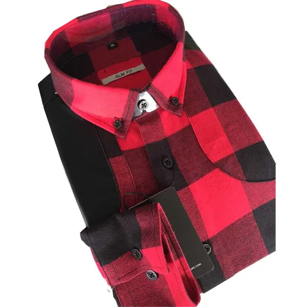 Unique Flannel Leather Patchwork Shirts 