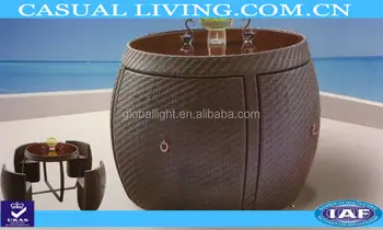 Rattan Garden Space Saver Compact Chair Set Table Glass Patio Furniture