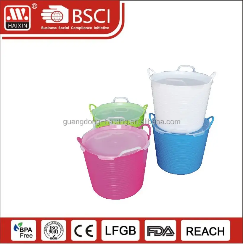 China wholesale large 20liter basin clear cheap decorative plastic bucket with lid