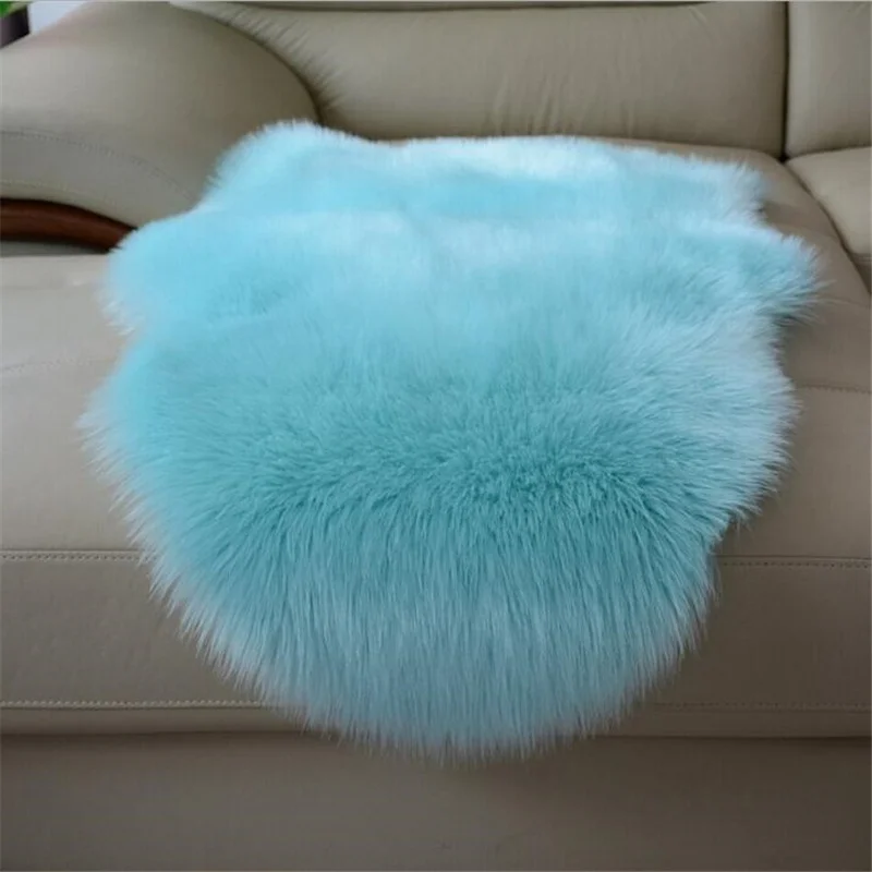 Sheepskin Lambskin Rug Bedside Cushion White Pink Fur 