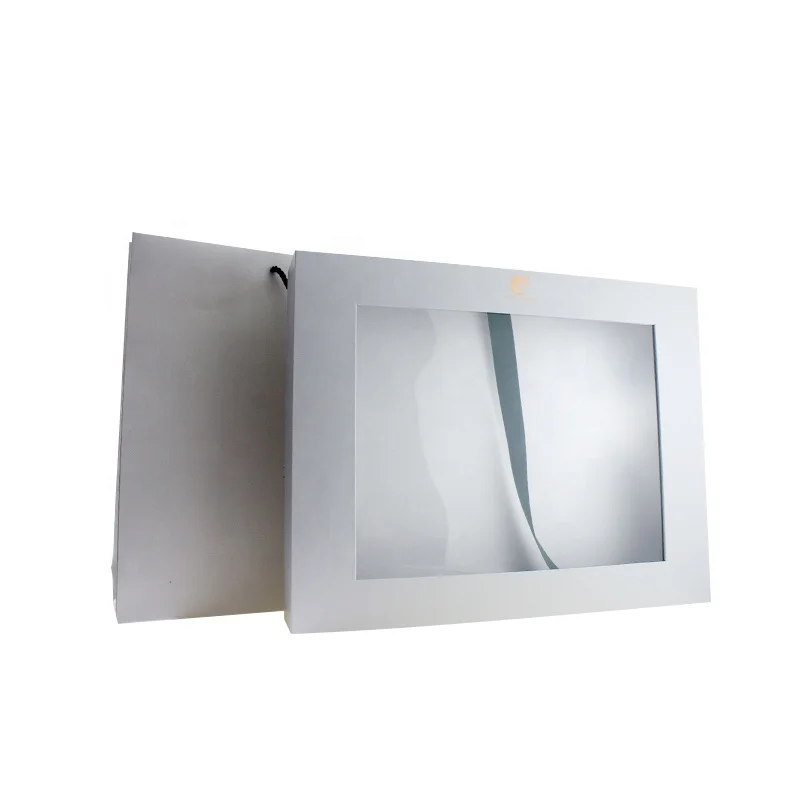 pvc clear window white paper clothes packaging gift box with