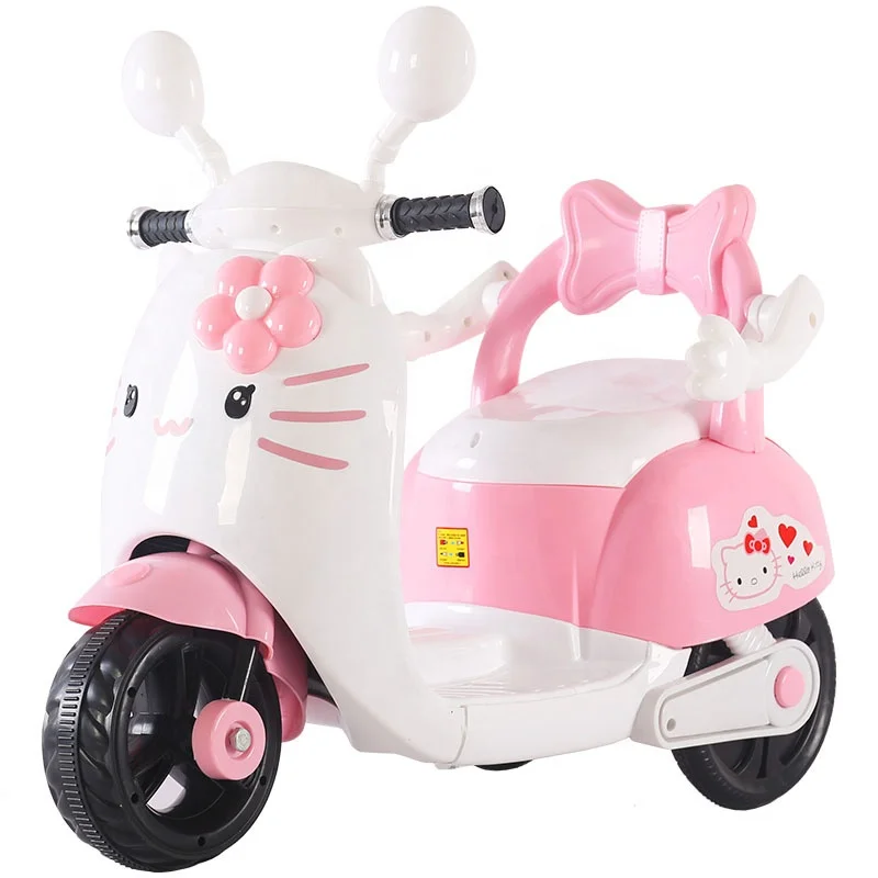 KIDS NEW ELECTRIC TRICYCLE HELLO KITTY STYLE PINK CUTE MOTORCYCLE MOTORBIKE 