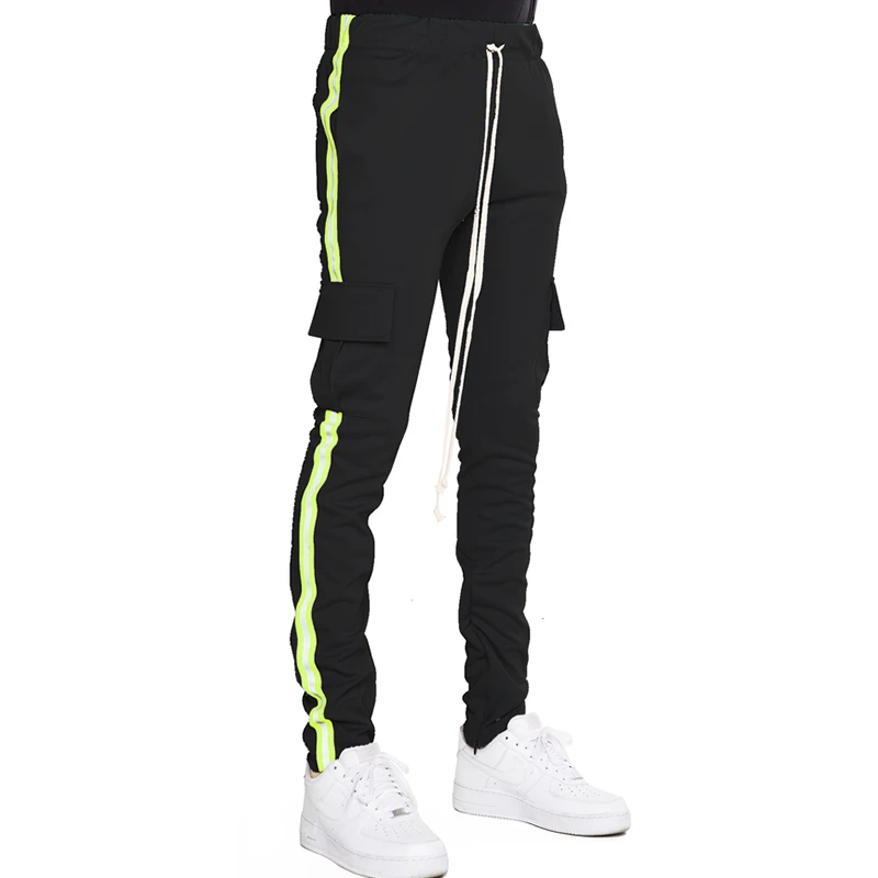 black and neon green cargo pants