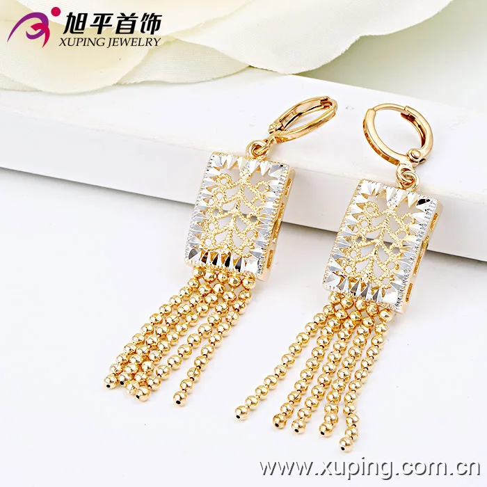 28751 Fashion tassels jewelry beautiful copper alloy earring luxury without stone drop earrings