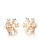 Rose Stud Earrings Rose Tone Snowflake Laser Cutting Stud Stainless Steel Earrings