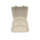 Biodegradable 8 Inch Bagasse 3 Compartment Fast Food Box