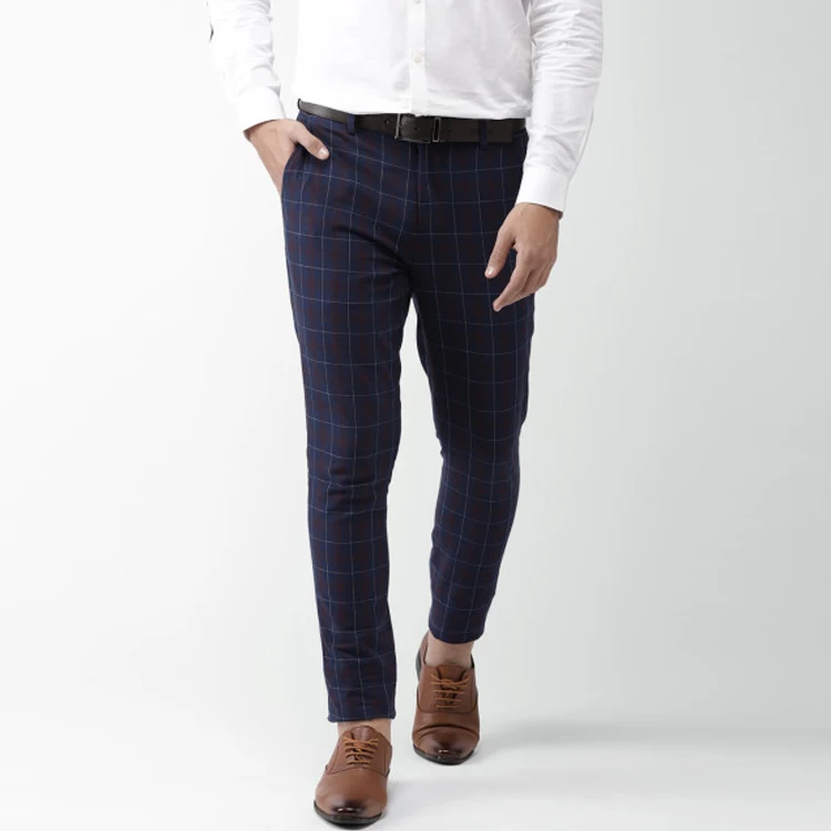 blue checked pants mens