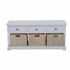Wooden Bench Wooden Indoor Wooden Long Storage Soft Bench With 3 Drawers