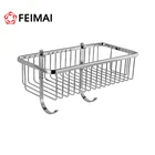 Basket Shampoo Wall Mounted Brass Bath Caddy Shower Basket Shelf Shampoo Storage With Hook Chrome