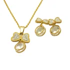 Diamond Gold Earrings Bridal Earrings Beautiful Full Diamond Gold Butterfly Charm Pendant Earrings Bridal Jewelry Set