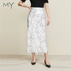 Long Skirt Skirt Silky Monochrome Digital Print Simple Elegant Floral Long Midi Skirt
