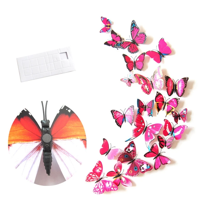 A62 12pcs cute Butterflies wall art Decals home Decoration room art PVC 3D Butterfly wall sticker