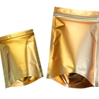 Gold Metallic Ziplock Bag Custom Printed Foil Laminated Mylar Ziplock Copper Gold Metallic Packaging Bag