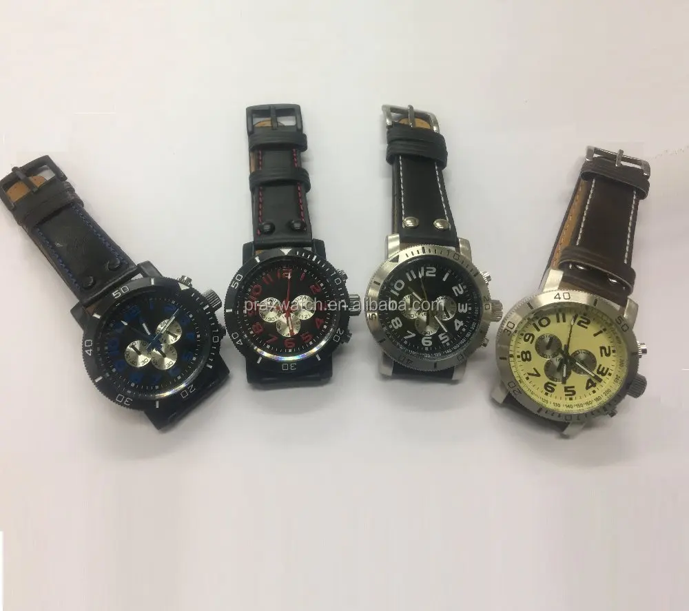 stock men quartz wrist watch leather band cheap