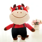 Big Toy Plush Factory Custom Soft Big Laughing Bull Stuffed Calf Toy Red And Blue Plush Cow Toy