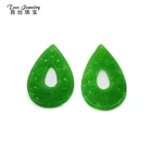 Natural green jade donut carved drop pendant pear shape Chinese gemstone for jewellery diy design