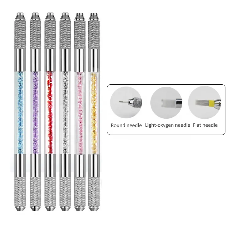 Professional Microblading Tattoo Pen with 14.2cm Length Stainless Steel and Plastic Double Head Design for Eyebrow Microblading