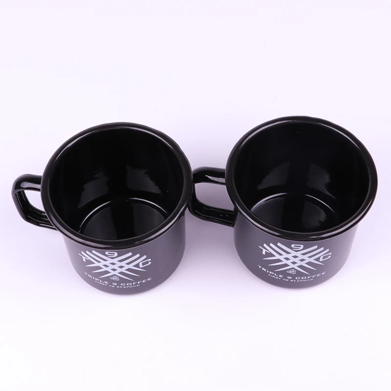 Unionpromo High Quality 9cm size 0.6mm thickness Black enamel mug custom logo