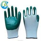 Nylon Nylon Liner Nitrile Coated Slip Resistant Green Garden Gloves