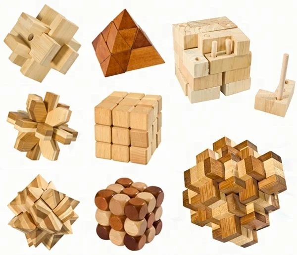 5 uds juguetes de madera Diana clásico IQ 3D de madera entrelazado rompecabezas 