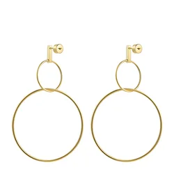 18K Gold Plating Stainless Steel Jewelry Geometric Circle Line Dangle Gold Color Long Drop Earrings for Women Earings EEF1017