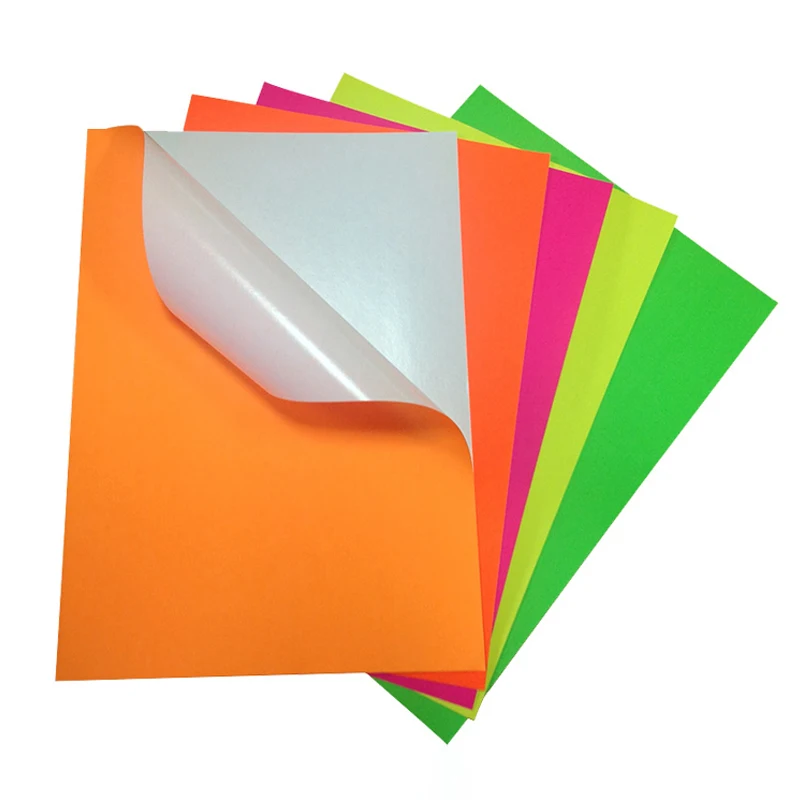 A4 SHEET OF FLUORESCENT SELF ADHESIVE VINYL STICKY BACK* 