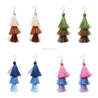 Thread Earrings Silk Earrings New Earring Wholesale New Thread Layered Tassel Earrings Stack Earrings Fashion Mix Colors Pom Silk Tassel Earrings