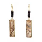 LS-D007 Wholesale picture jasper earrings with gold plated