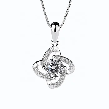 Guangdong manufacture zircon flower shape sterling silver pendant