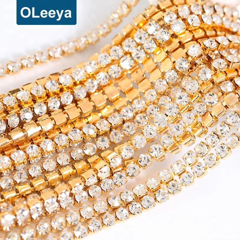 2mm Crystal Rhinestone Chain Diy Sew 