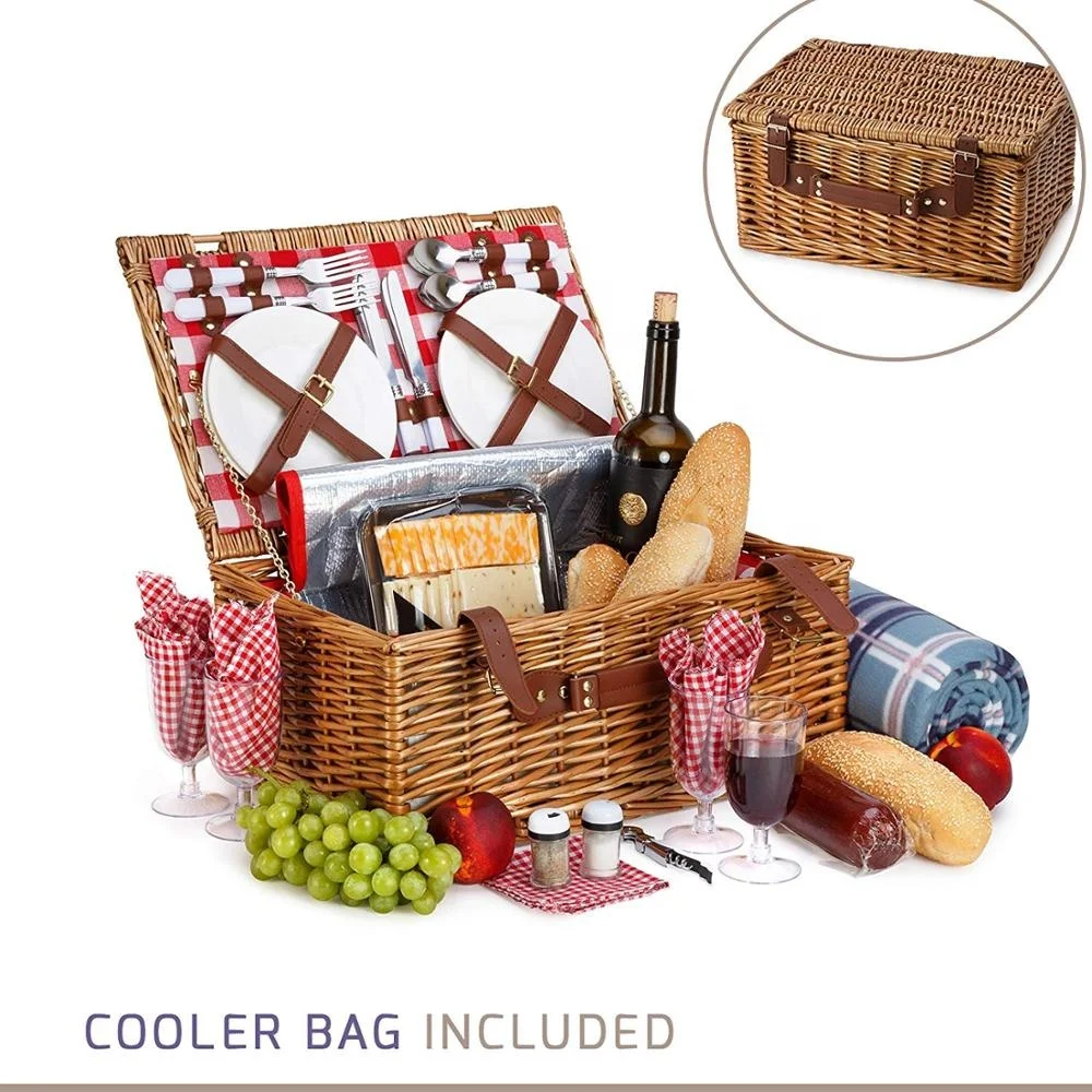 willow storage outdoor wholesale picnic basket set with lid