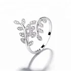 Sterling Fashion CZ Jewelry 925 Sterling Silver Leaf Ring