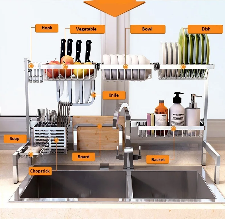 stainless steel kitchen rack over sink