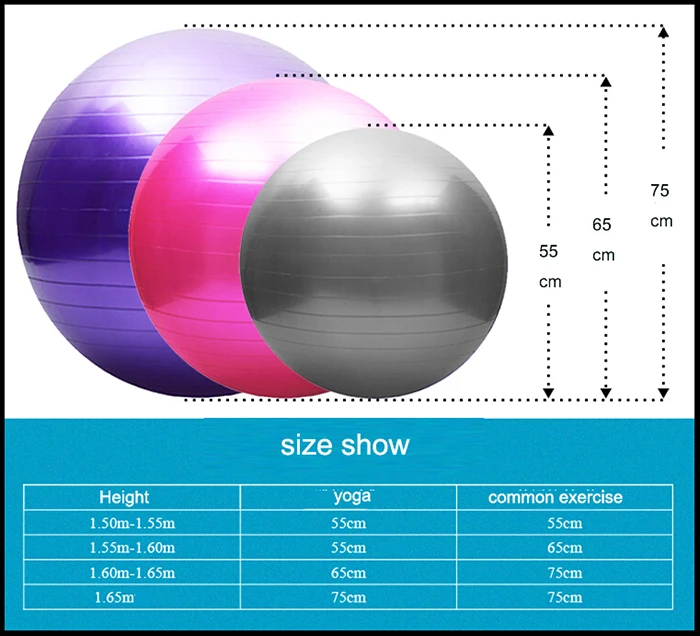 Custom Black Pvc High Quality Yoga Ball 45cm 55cm 65cm 75cm 85cm 95cm