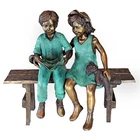 Statue Bronze Life Size Girl Sitting Reading Statue With The Bronze Greyhound Dog Statue