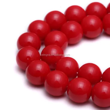 Red Color Glass Pearl Loose Beads for jewelry making