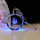 Key HBL Personalized Promotional Cute Crystal Led Light Blank Crystal Key Chains With Custom Logo