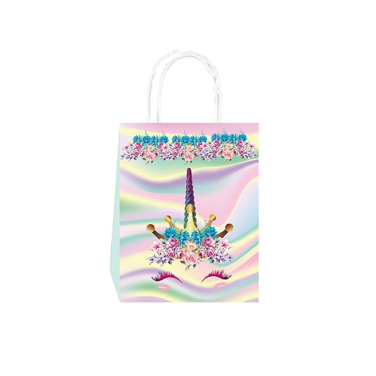 unicorn birthday party holiday party favor gift bag paper bag