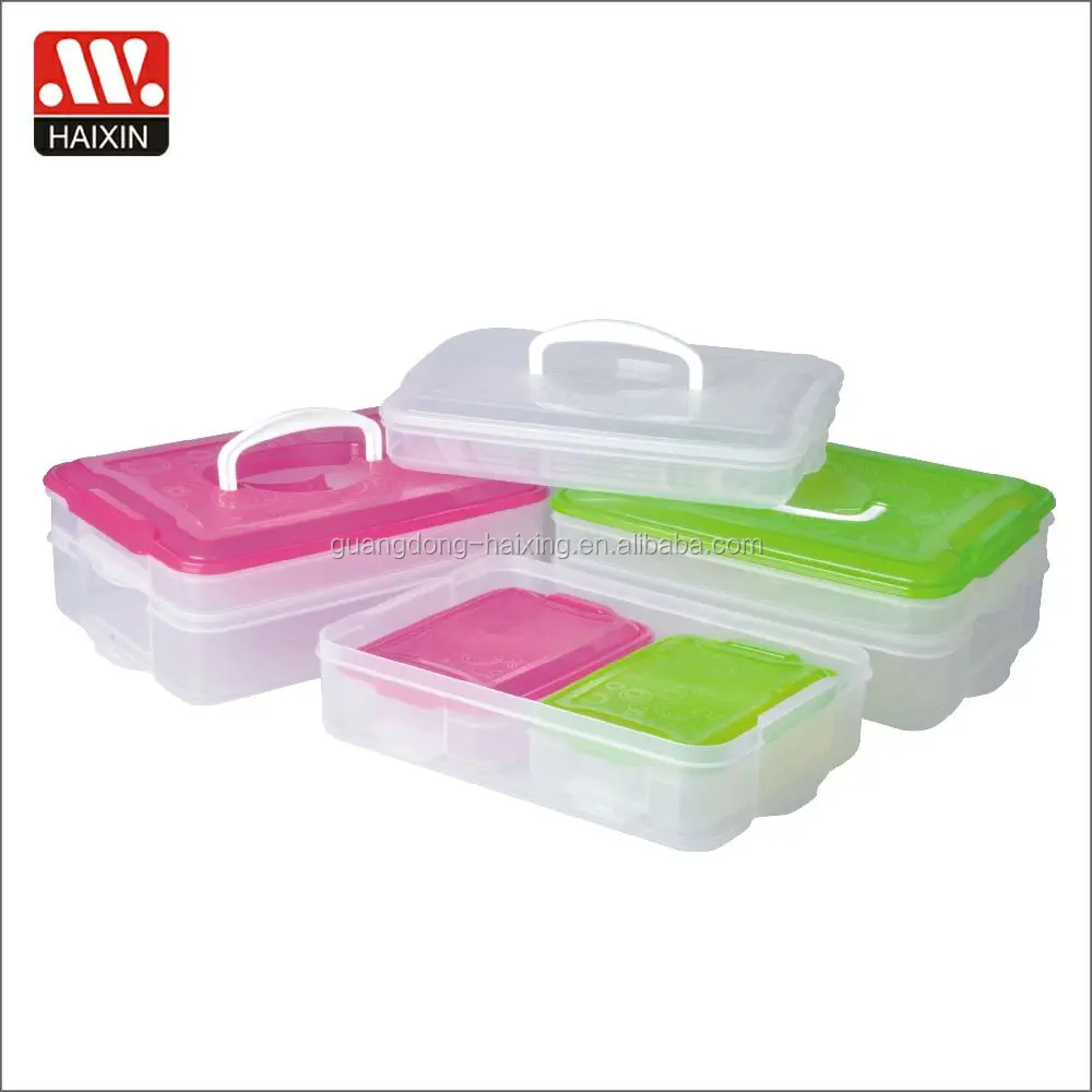 Plastic BPA free food packing storage containers three-tiered bento lunch box for picnic