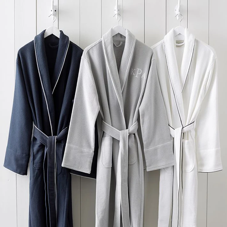 white waffle bath robe luxury long cotton waffle bathrobe spa robe lightweight unisex kimono waffle robe
