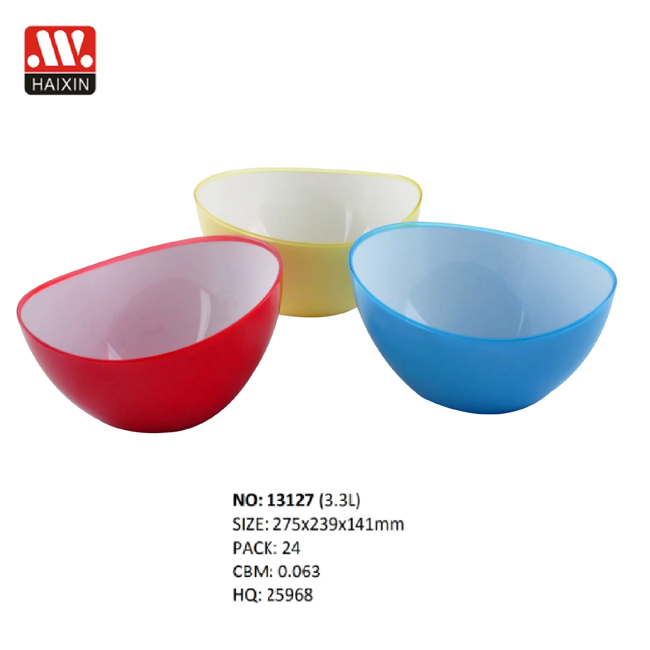 Haixing Plastic Salad Bowl Multi Color Tableware Large Fruit Bowl Mixing Serving Bowls