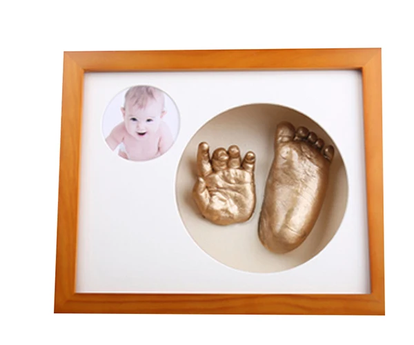 Baby Gift Home Decor Diy 3D Hand Casting Frame Kits Photo Baby Imprint CE OEM White, Wooden Color or Other Customized Color