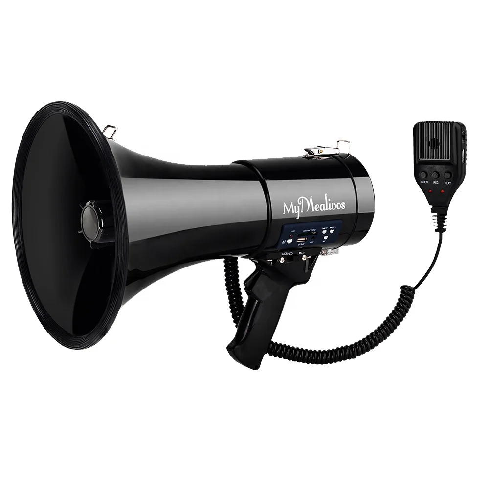 Outdoor Event MGROLX Professional 50w Megaphone Bullhorn-Loud Speaker With Detachable Microphone-Rechargeable Battery&Portable Strap-Siren And 260S Recording-USB/SD/AUX Input-For Police Cheerleading 