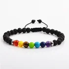 Bracelet Stone Bracelet Hot Selling High Quality Stainless Steel Macrame Lava Stone Chakra Bracelet