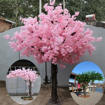 Wholesale large outdoor artificial trees white cherry blossom tree for decoration