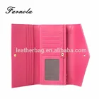 China Alibaba Wholesale Latest Women Saffiano Genuine Leather Fold Lady Wallets