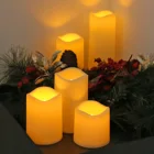 Set Of 5 LED Pillar Candle Battery Operated With Remote Timer 3x3" 3x4" 3x5" 3x6" 3x8"